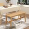 39.5" Wicker Dining Bench Natural Wood Frame with Comfortable Breathable Woven Seat
